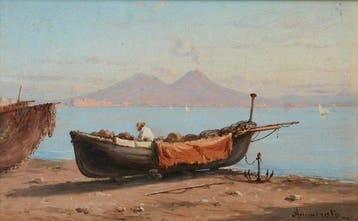 Domenico Ammirato (1833–1883) - Pescherecci sulla riva