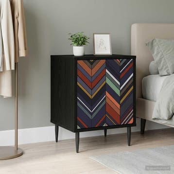 vidaXL Nachtkastje OMMEN Zwart eiken 36 x 33 x 51 cm Bewerkt, Minder dan 45 cm, Verzenden, Nieuw, Minder dan 55 cm