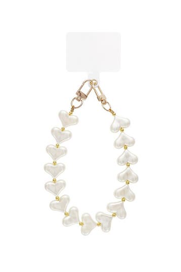 Trendy telefoonkoord met parelhartjes (Telefoonketting), Verzenden, Nieuw