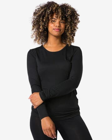 HEMA Dames temptech T-shirt lange mouw zwart, Verzenden