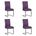 Set van 4 Leren eetkamerstoelen Remix - Toledo Aubergine, Ophalen of Verzenden, Nieuw, Leer, Vijf, Zes of meer stoelen