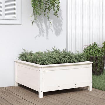 vidaXL Plantenbak 82,5x82,5x39 cm massief grenenhout wit, Verzenden, Nieuw, Hout, 30 tot 60 cm