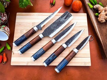 Keukenmes - Kitchen knife set - 753 - Staal, Hout,