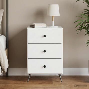 vidaXL Nachtkastje Hoogglans Wit 43 x 41 x 66,5 cm Bewerkt, Minder dan 45 cm, Verzenden, Nieuw, 55 tot 70 cm
