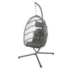 Egg Chair Grijs | PE Rattan | Premium | OP=OP, Tuin en Terras, Tuinstoelen, Ophalen of Verzenden, Nieuw, Plastic, Inklapbaar