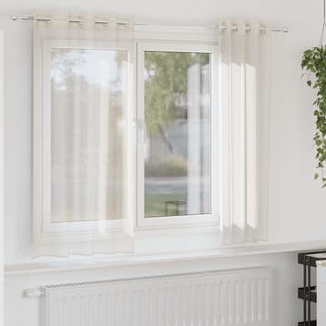 vidaXL Gordijnen voile met doorvoertules 2 st 140x175 cm, Verzenden, Nieuw, Crème
