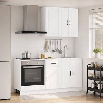 vidaXL Keukenblok PORTO 5 st Wit Bewerkt hout, Verzenden, Nieuw, Wit