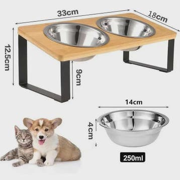 Verhoogde Houten Voerbak voor Katten en Honden - 15° Kantelb, Verzenden, Nieuw