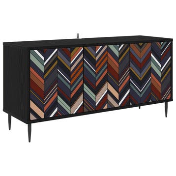 vidaXL Tv-meubel OMMEN 102 x 33 x 51 cm Zwart eiken Bewerkt, Minder dan 50 cm, Verzenden, Nieuw, Minder dan 100 cm